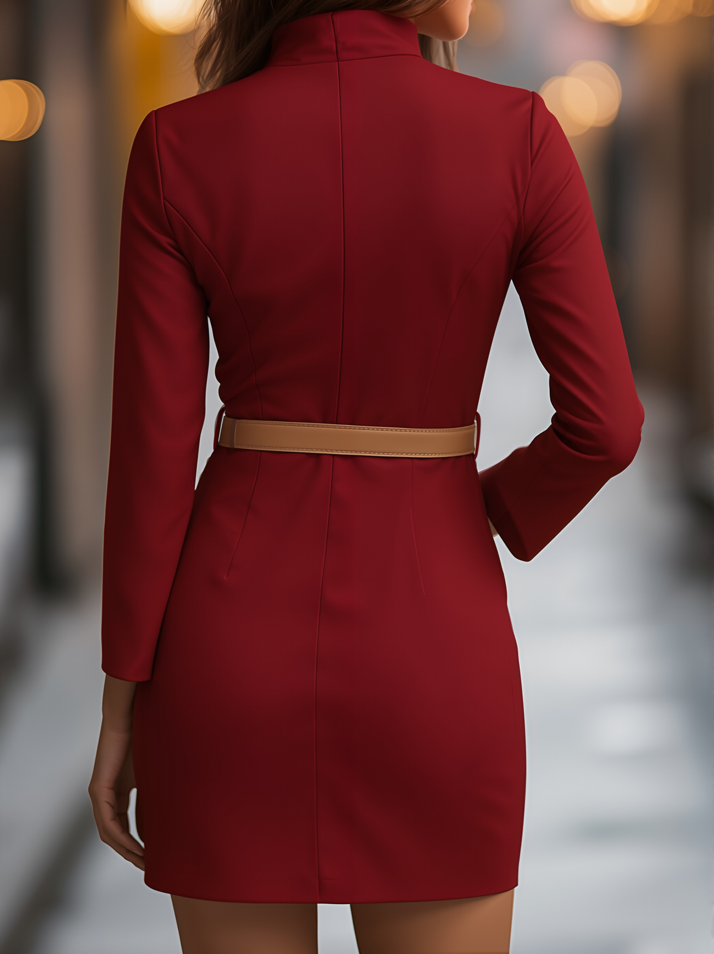 Sukienka z Mock Neck i V-katem