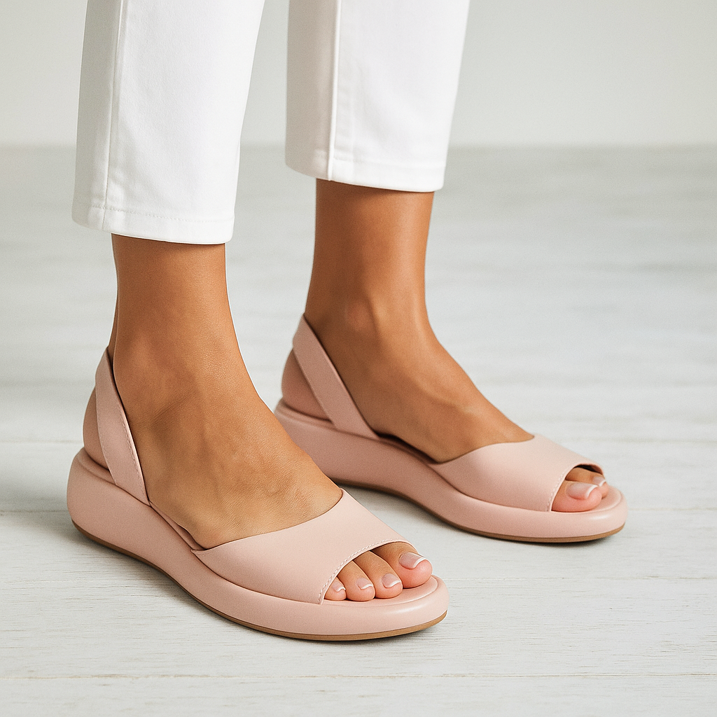 Sandały na obcasie typu peep toe z zakrzywioną podeszwą