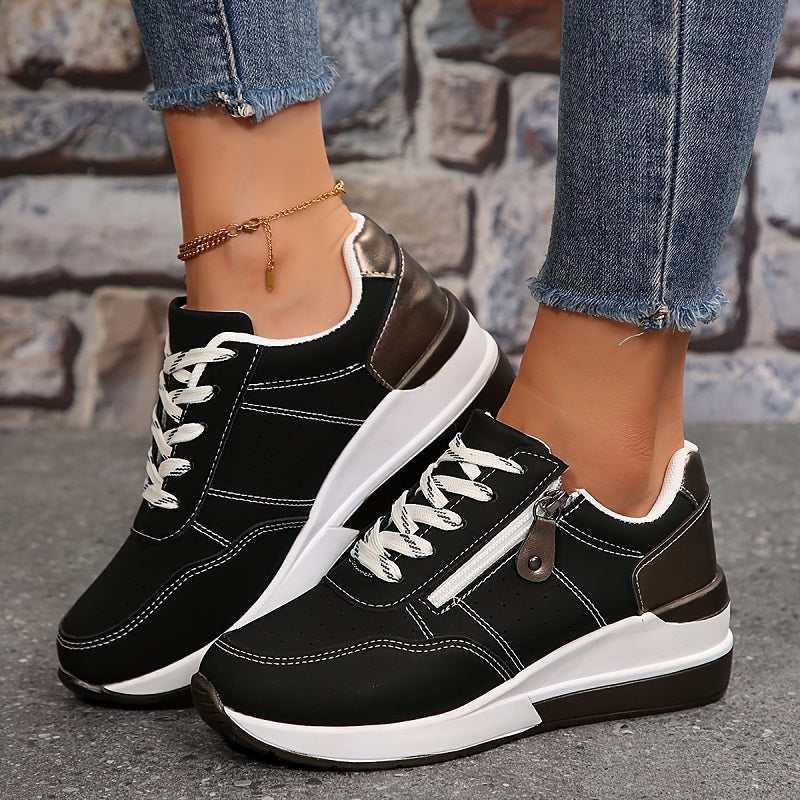 Sznurowane Sneakersy na Koturnie dla Kobiet