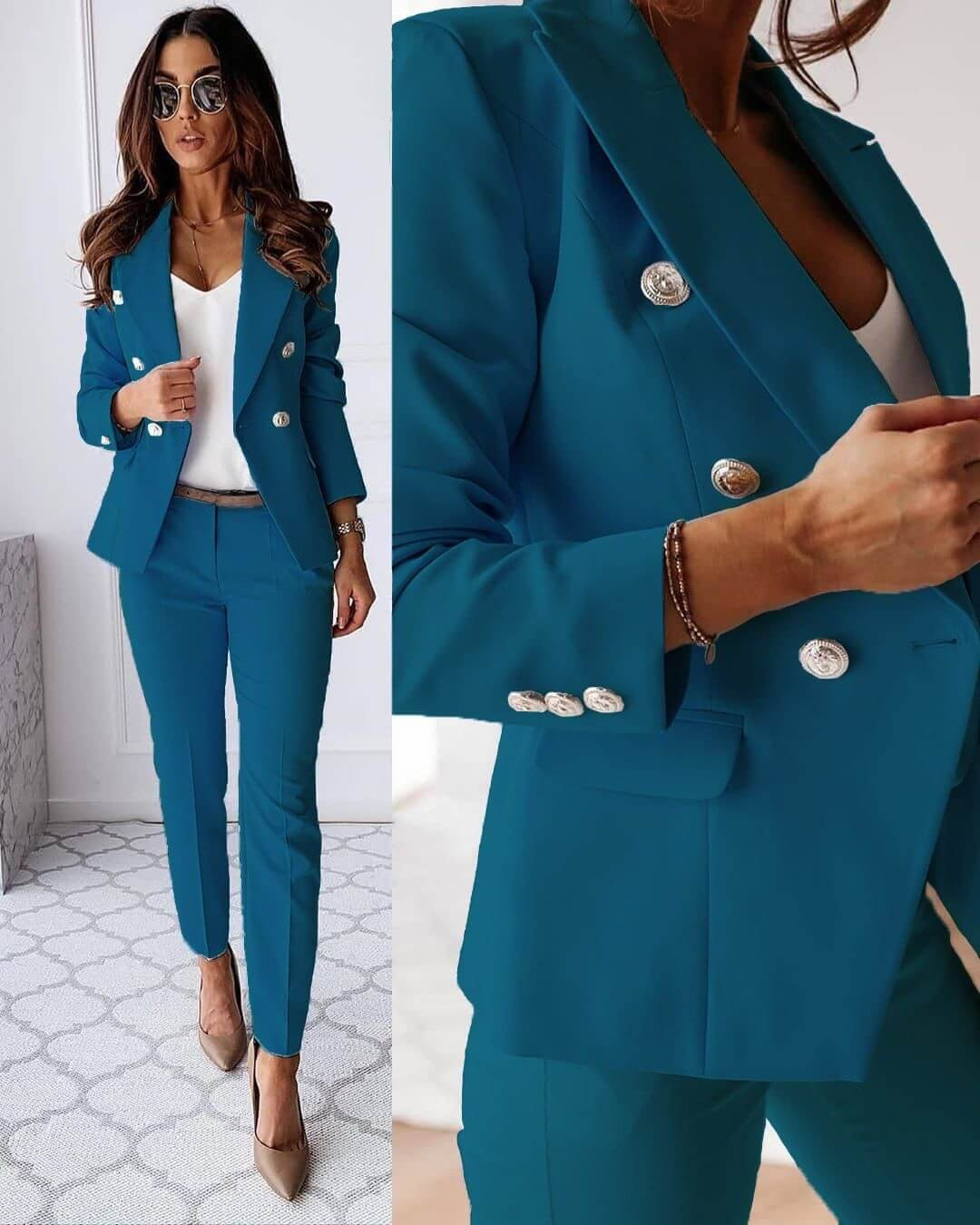 Zestaw elegancki z guzikami Slim