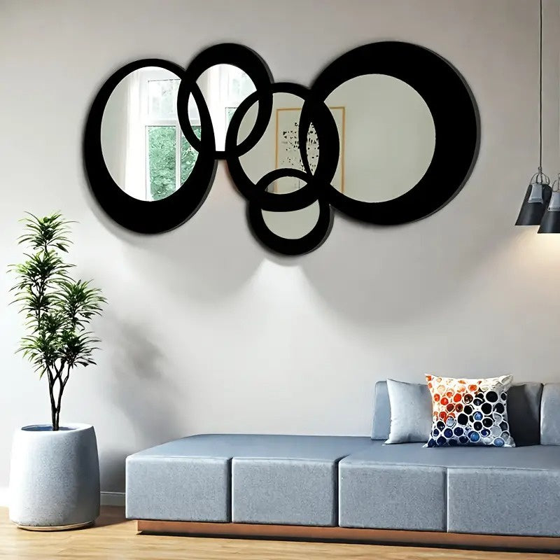 Dekoracyjne Lustro Ścienne z Nakładającymi się Kółkami