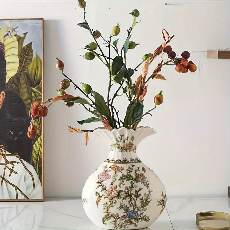 Dekoracyjny Wazon z Kwiatowym Wzorem