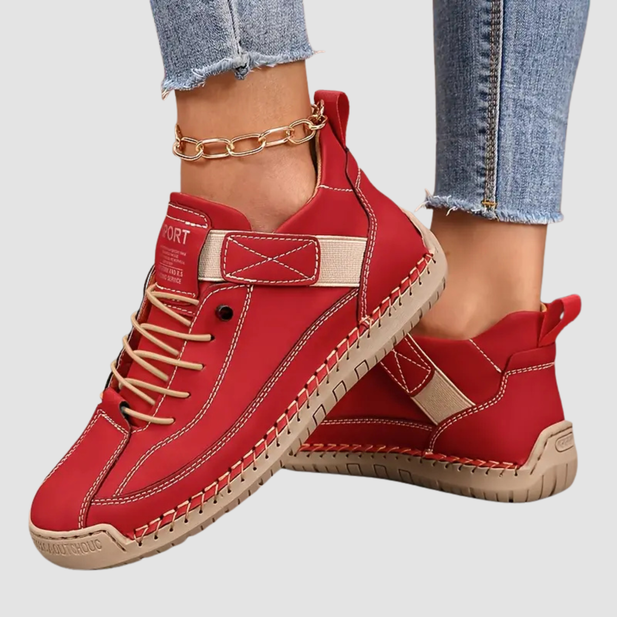 Sznurowane Sneakersy z Ozdobnym Przeszyciem dla Kobiet