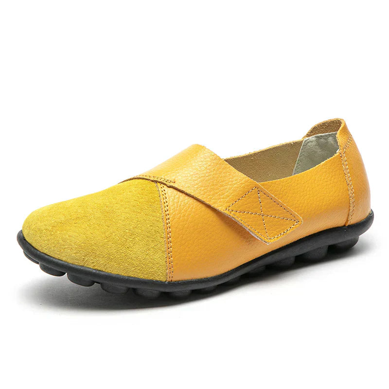 Szyte Panele Okrągłe Noski Płaskie Buty Wsuwane