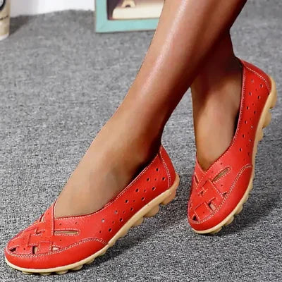 Perforowane Woven Niskie Płaskie Mokasyny z Gripem