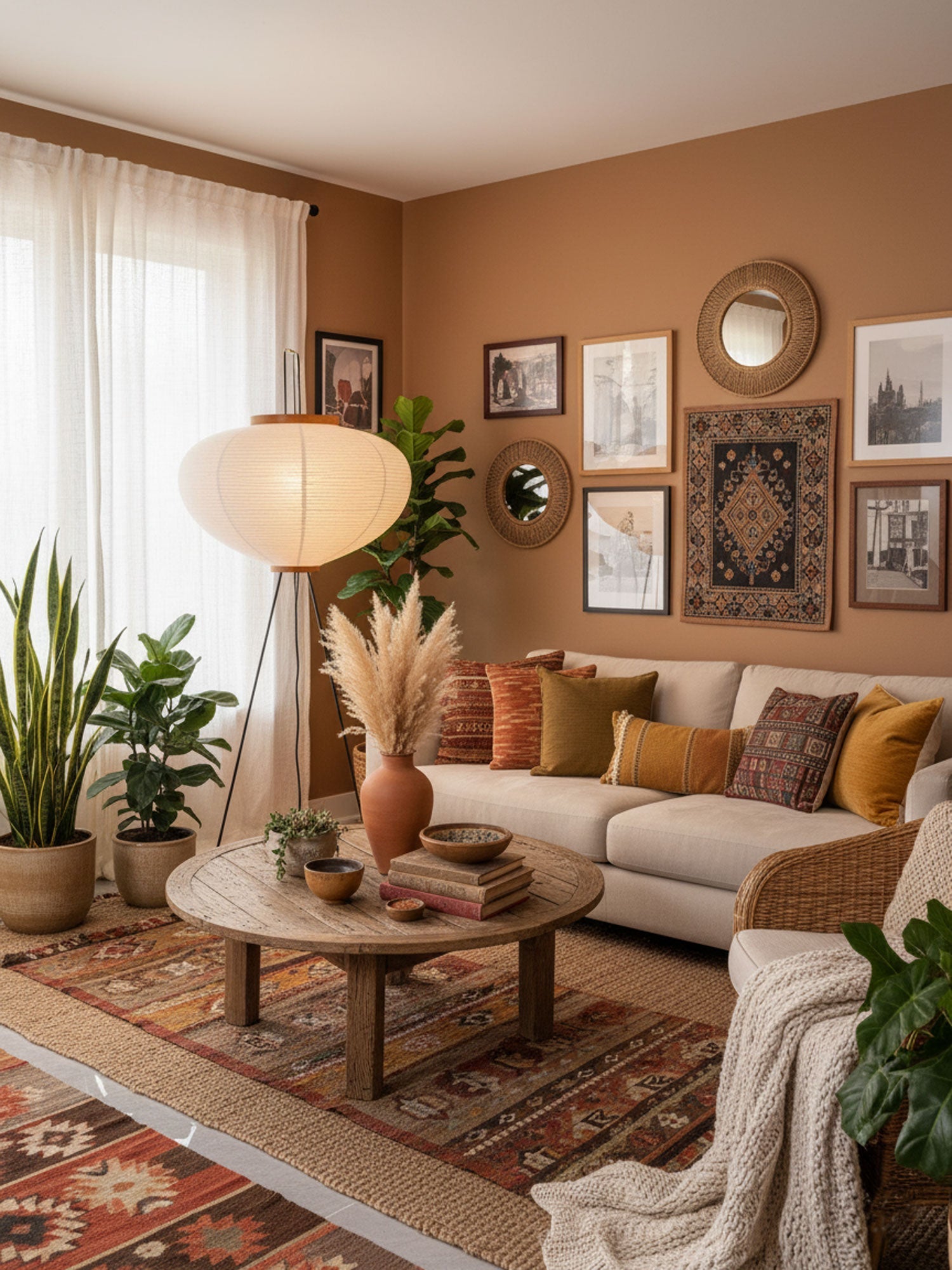 Lampa podłogowa na trójnogu z abażurem z papieru ryżowego