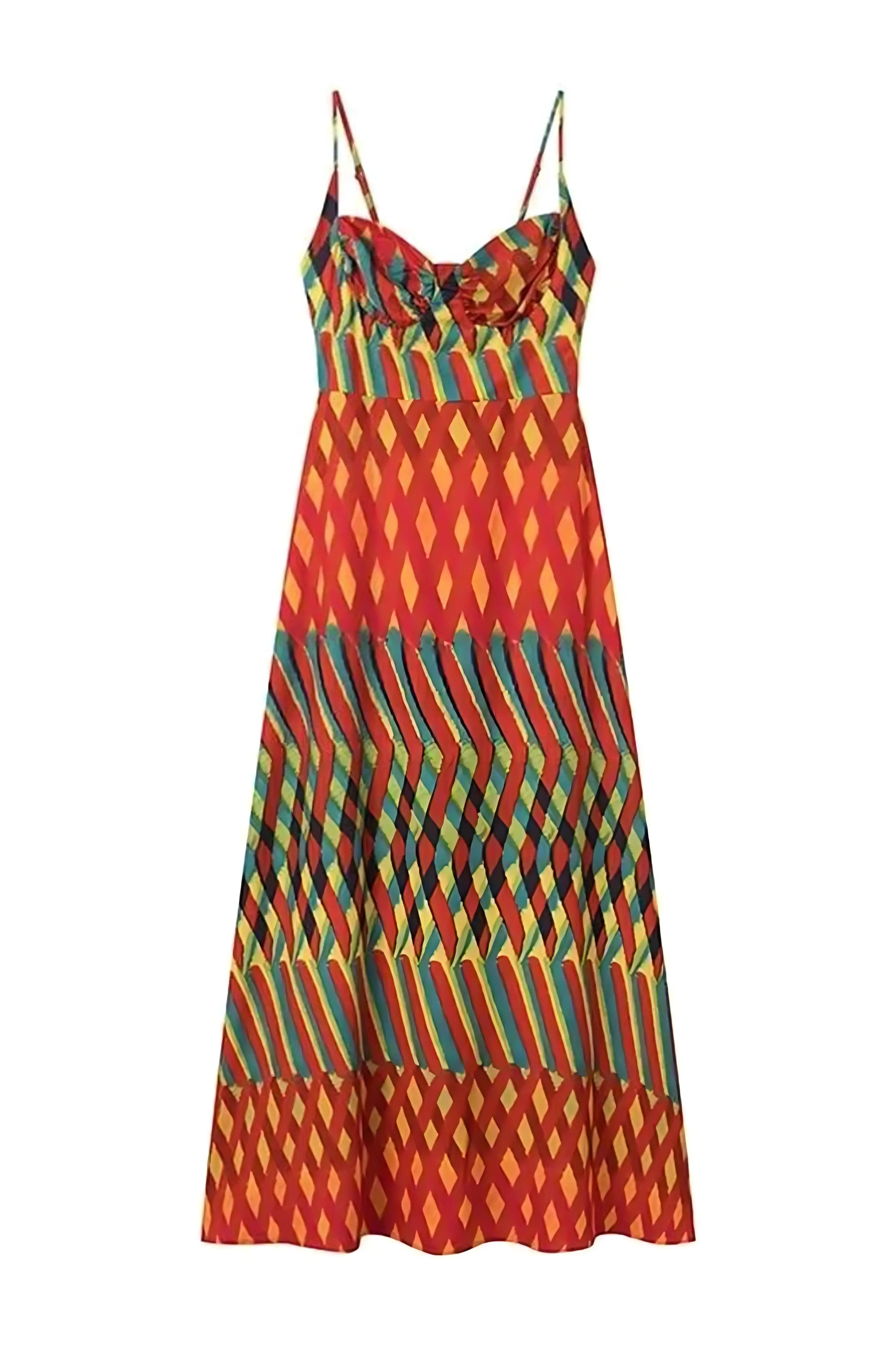 Sukienka Maxi z Plecami na Ramiączkach i Wzorem