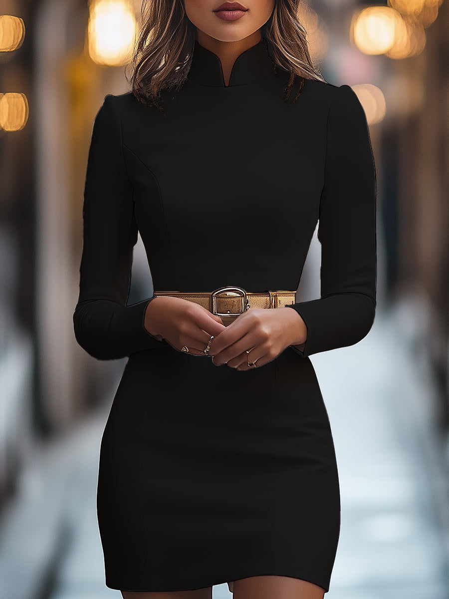 Sukienka z Mock Neck i V-katem