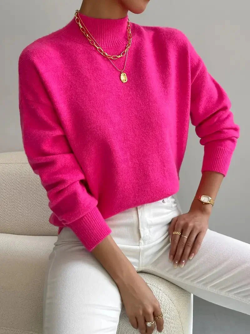 Golf, Długi Rękaw, Oversize, Sweter Dzianinowy dla Kobiet