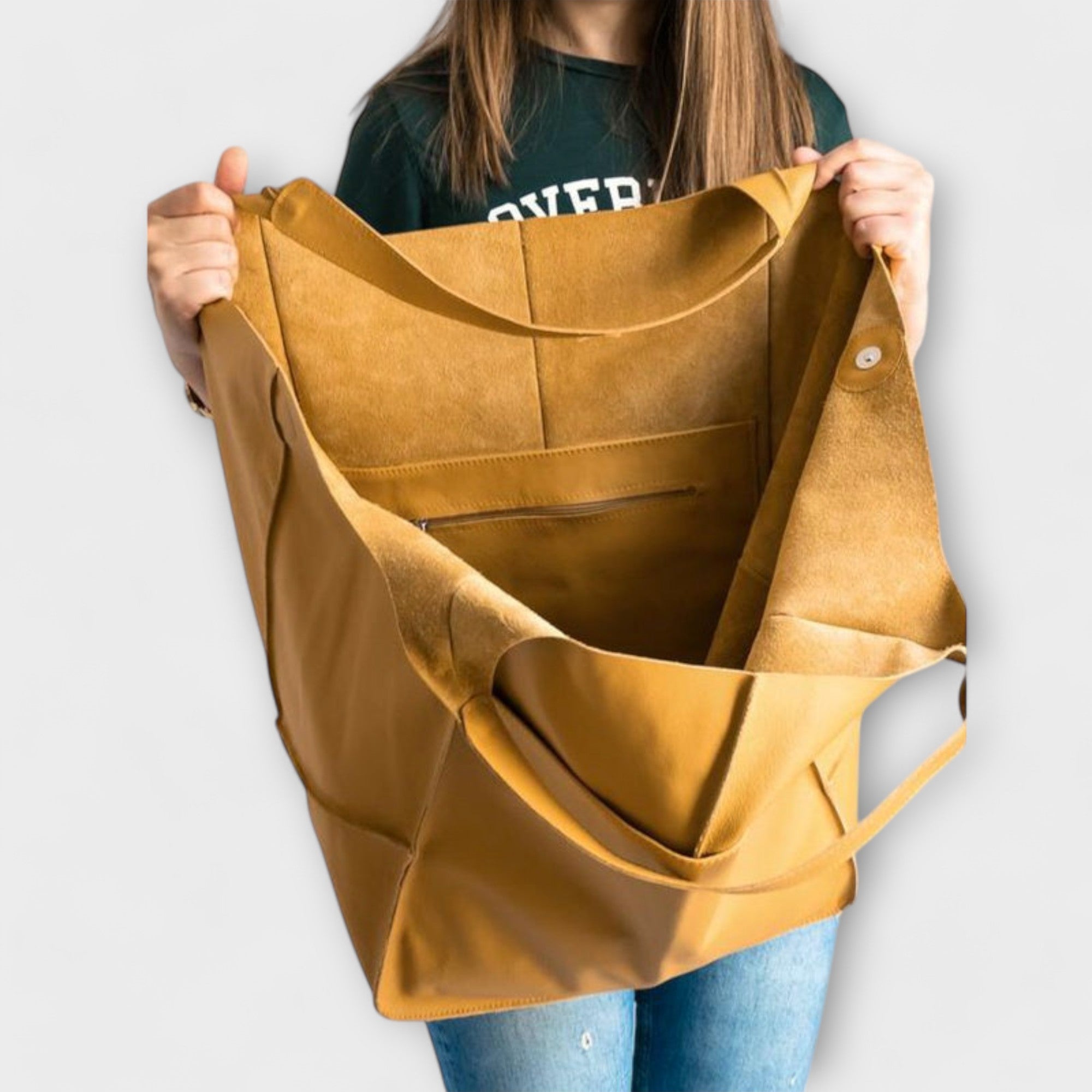 Torba z kieszeniami, luźna, oversize, strukturalna, zszywana, składana