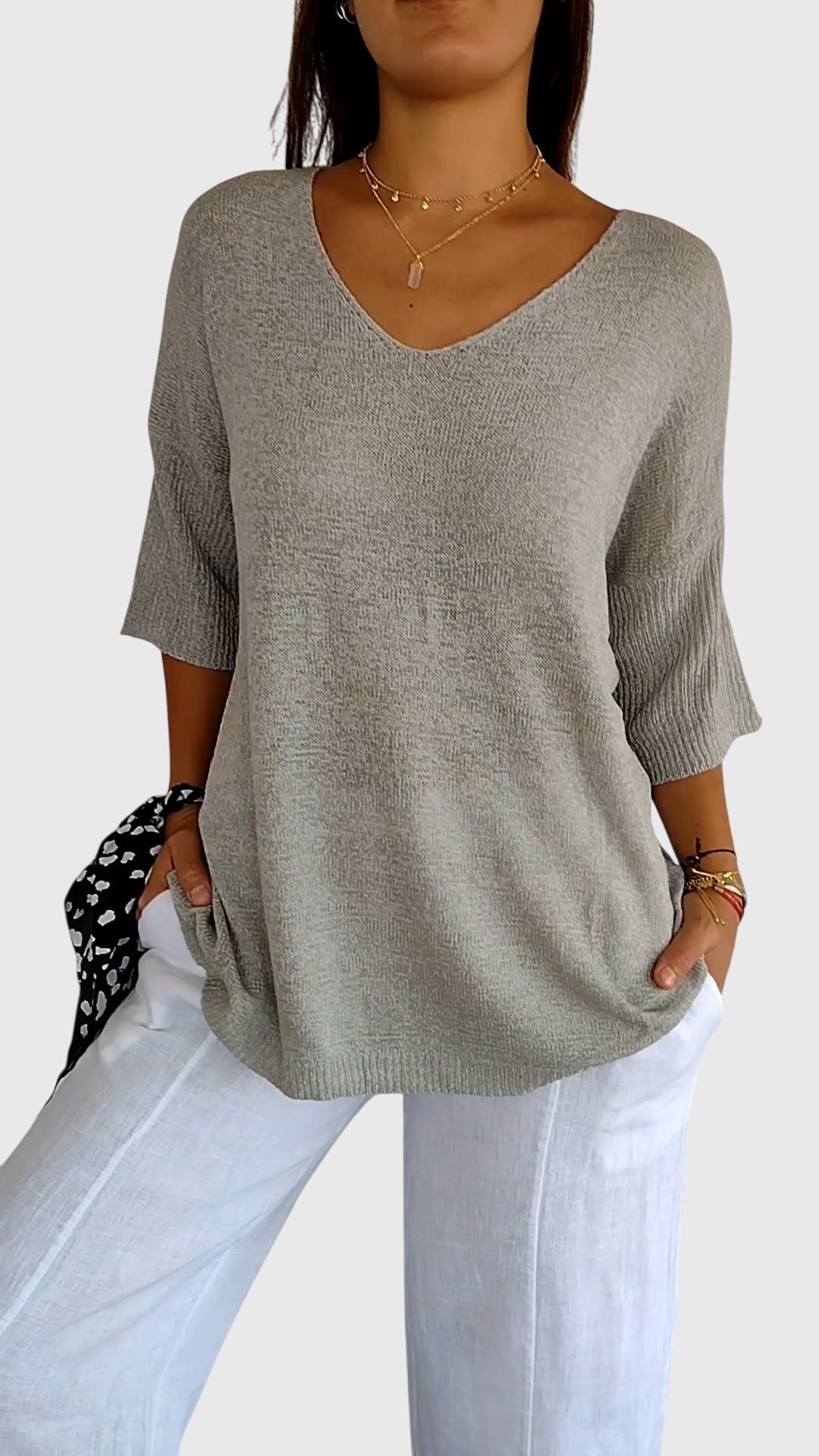 Oversize Bluzka Trzy Czwarte