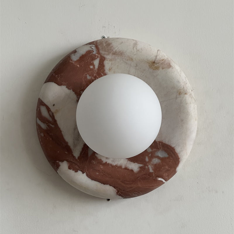 Marmurowa Lampa Ścienna w Kolorze Czerwonym