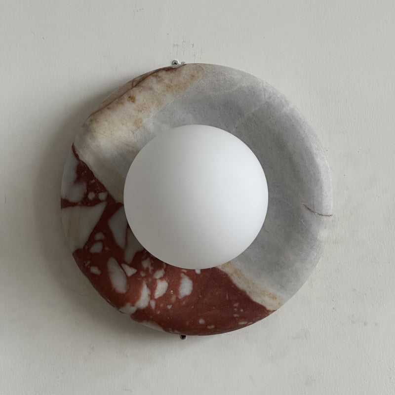 Marmurowa Lampa Ścienna w Kolorze Czerwonym