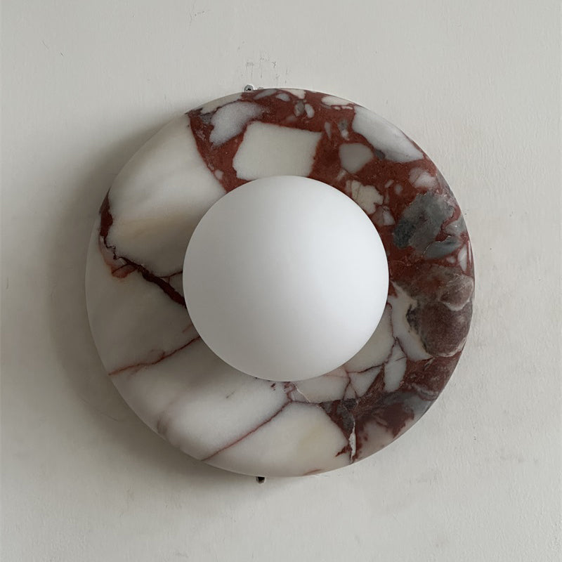Marmurowa Lampa Ścienna w Kolorze Czerwonym