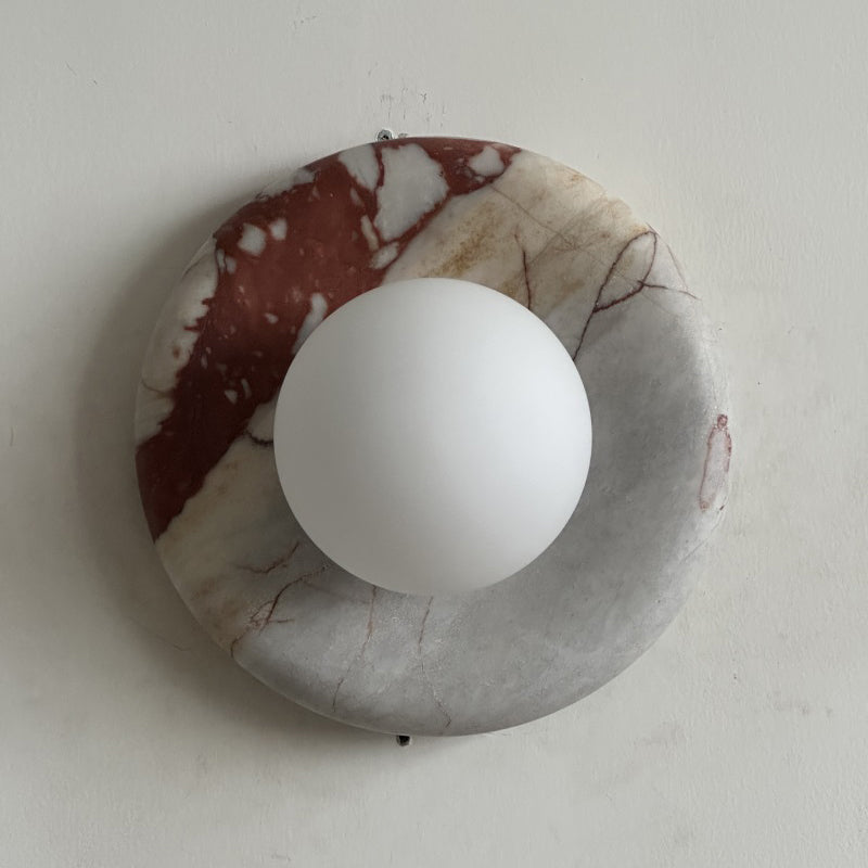 Marmurowa Lampa Ścienna w Kolorze Czerwonym
