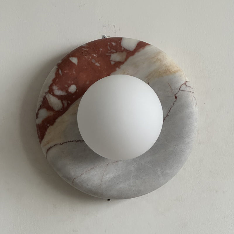 Marmurowa Lampa Ścienna w Kolorze Czerwonym