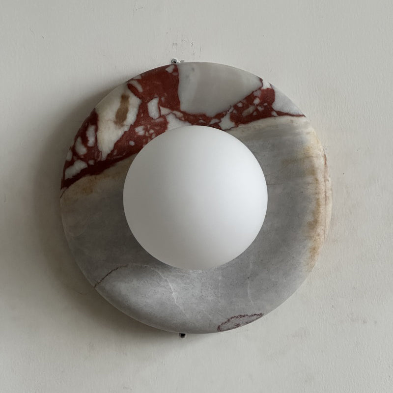 Marmurowa Lampa Ścienna w Kolorze Czerwonym