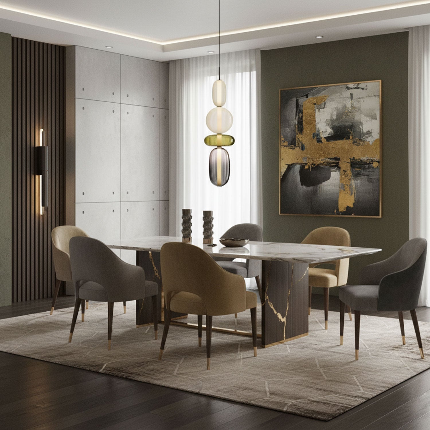 Szklana lampa wisząca z kolorowych elementów