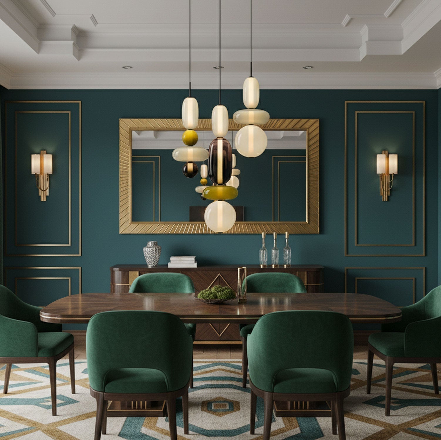 Szklana lampa wisząca z kolorowych elementów