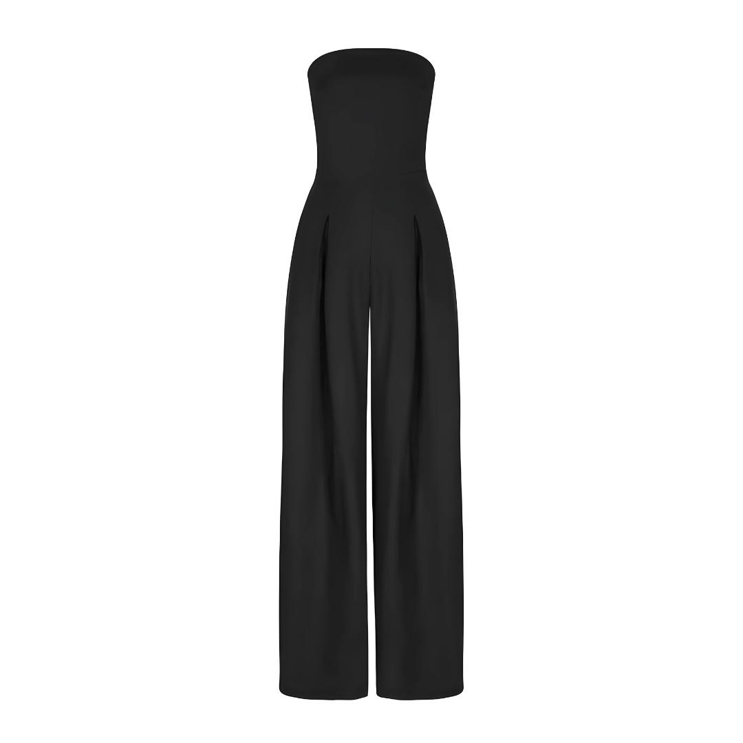 Bezramienny Dopasowany Kombinezon z Wysokim Stanem i Szerokimi Nogawkami