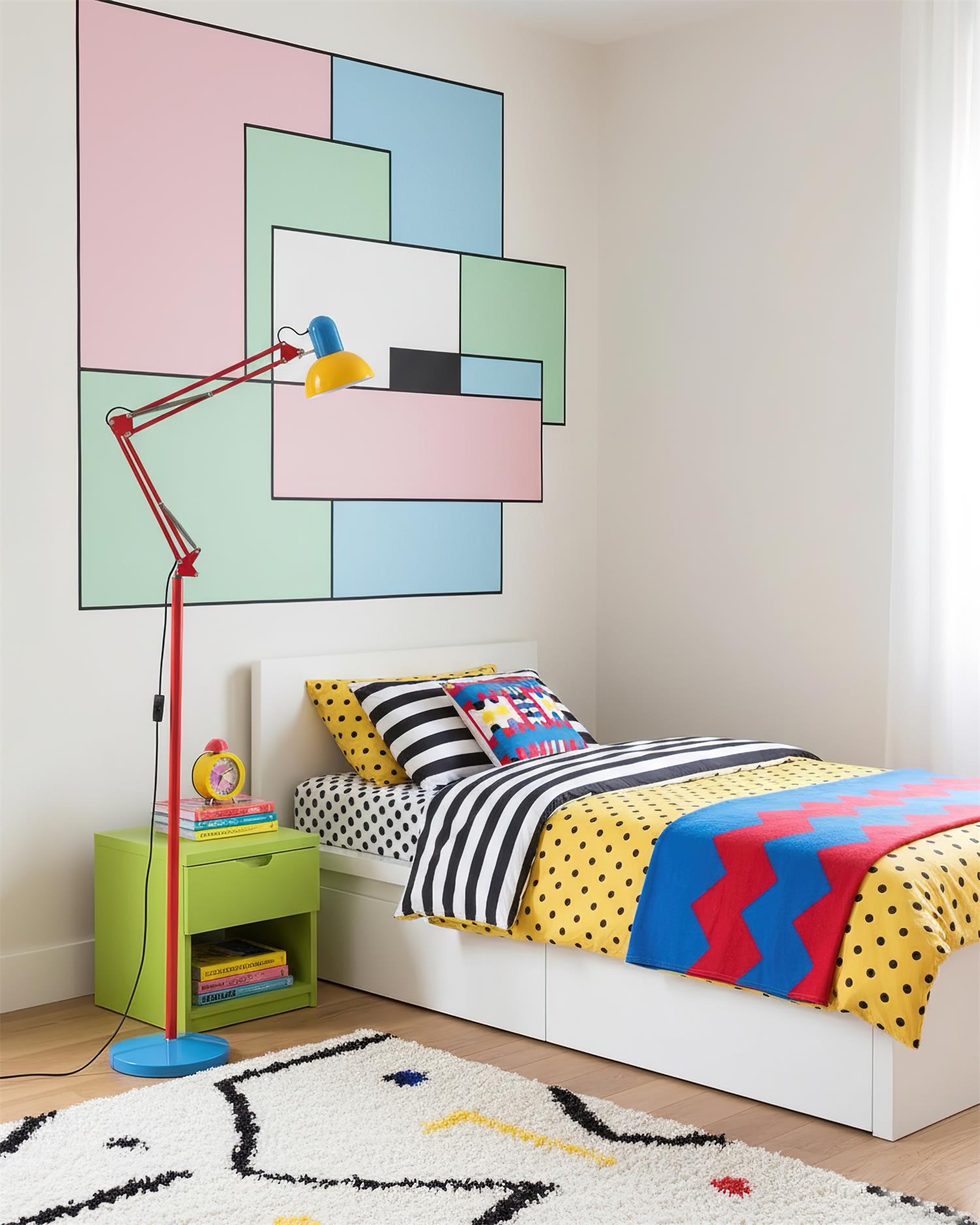 Lampa stojąca wieloprzegubowa z okrągłą podstawą