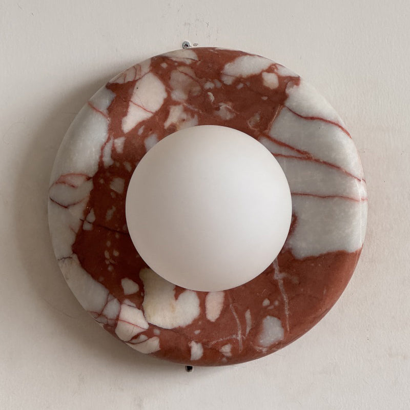 Marmurowa Lampa Ścienna w Kolorze Czerwonym