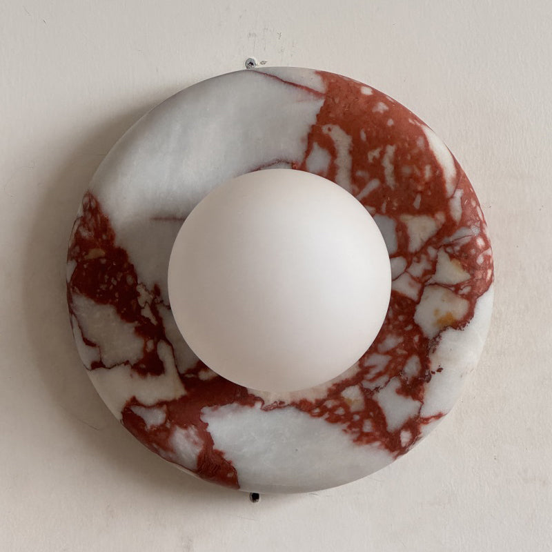 Marmurowa Lampa Ścienna w Kolorze Czerwonym