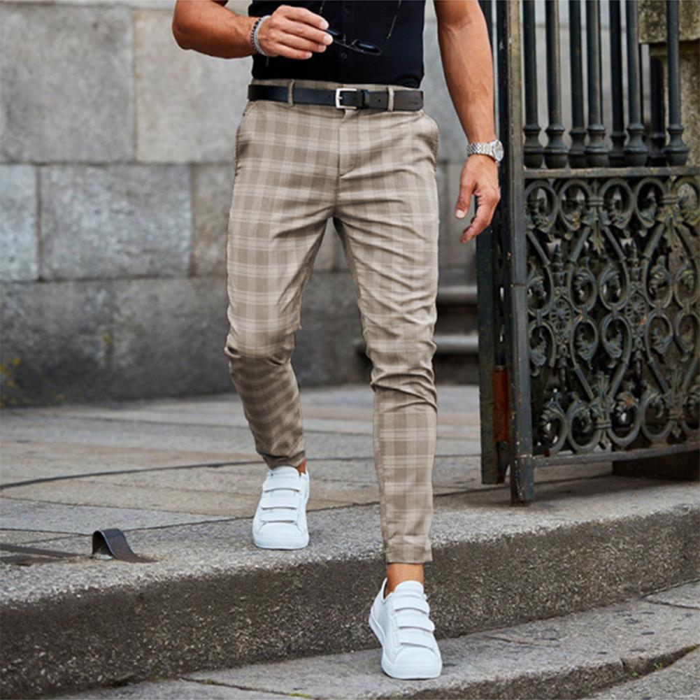 Spodnie Ankle w Kratkę Slim z Pętelkami