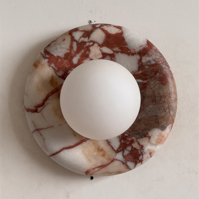 Marmurowa Lampa Ścienna w Kolorze Czerwonym