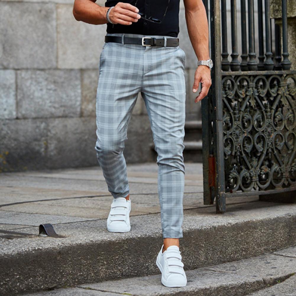 Spodnie Ankle w Kratkę Slim z Pętelkami