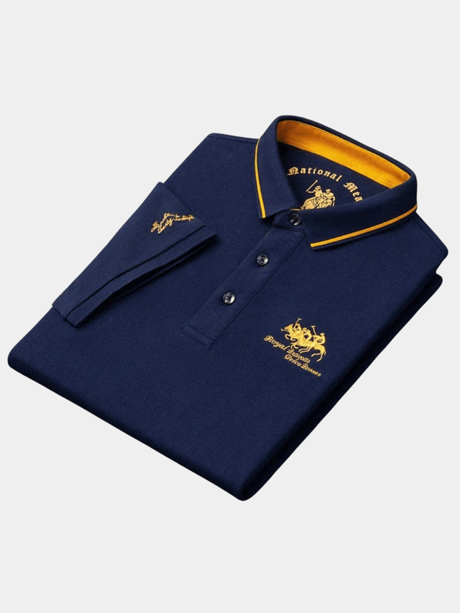 Koszulka Polo Męska z Haftowanym Logo i Kontrastowym Kołnierzykiem