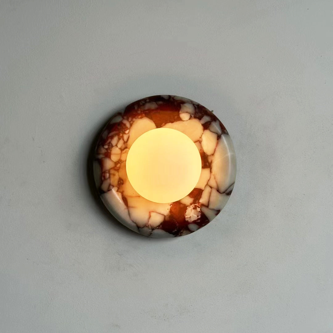 Marmurowa Lampa Ścienna w Kolorze Czerwonym