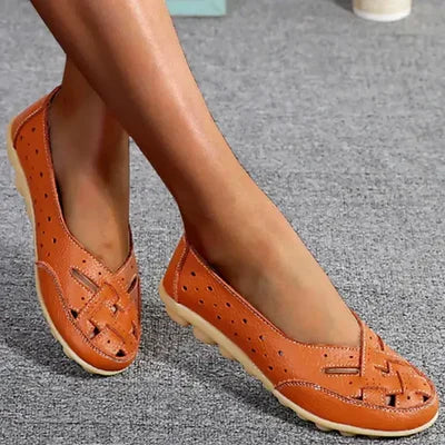 Perforowane Woven Niskie Płaskie Mokasyny z Gripem