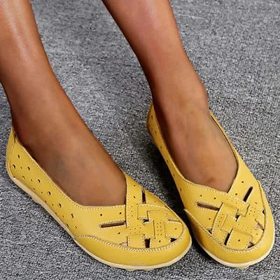 Perforowane Woven Niskie Płaskie Mokasyny z Gripem