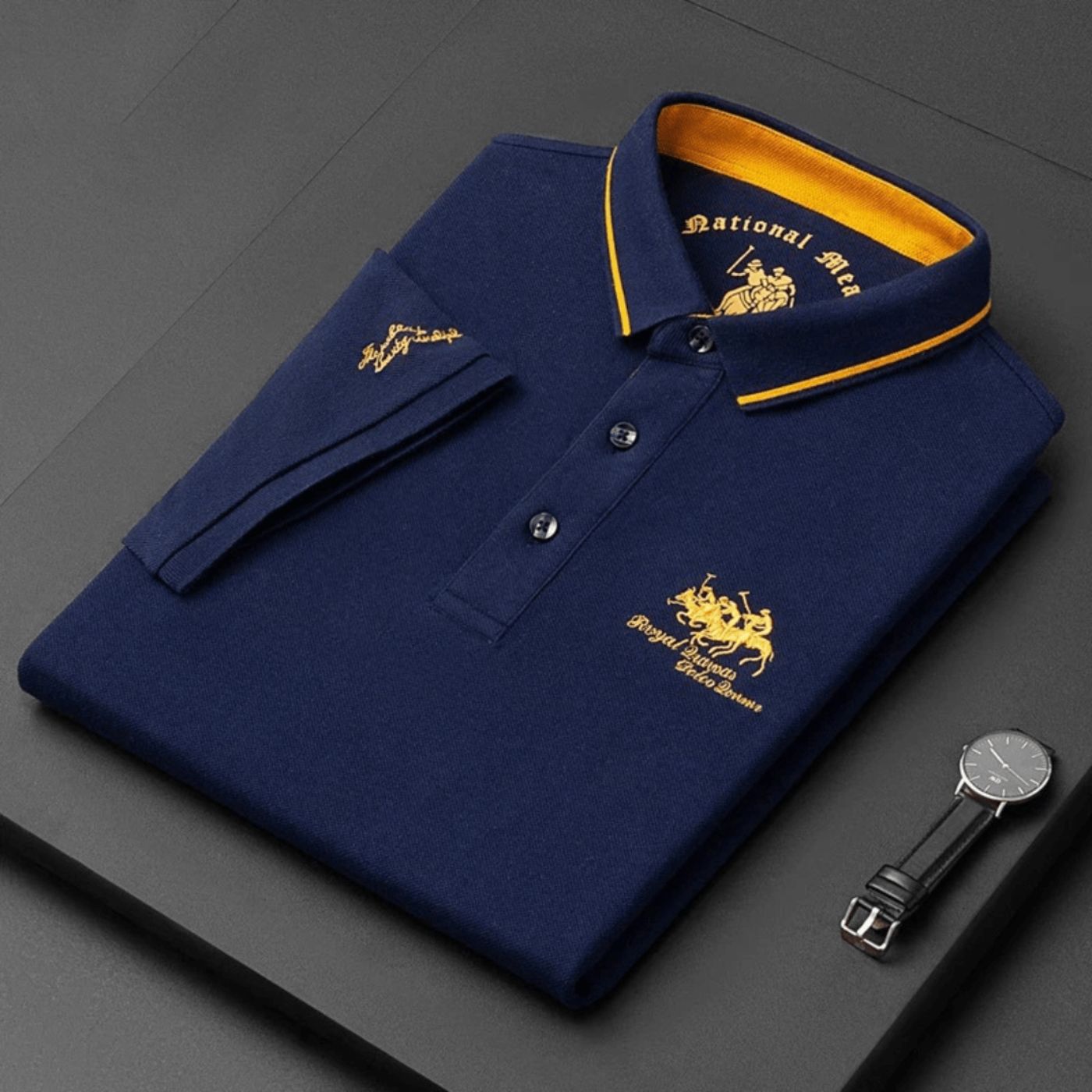 Koszulka Polo Męska z Haftowanym Logo i Kontrastowym Kołnierzykiem