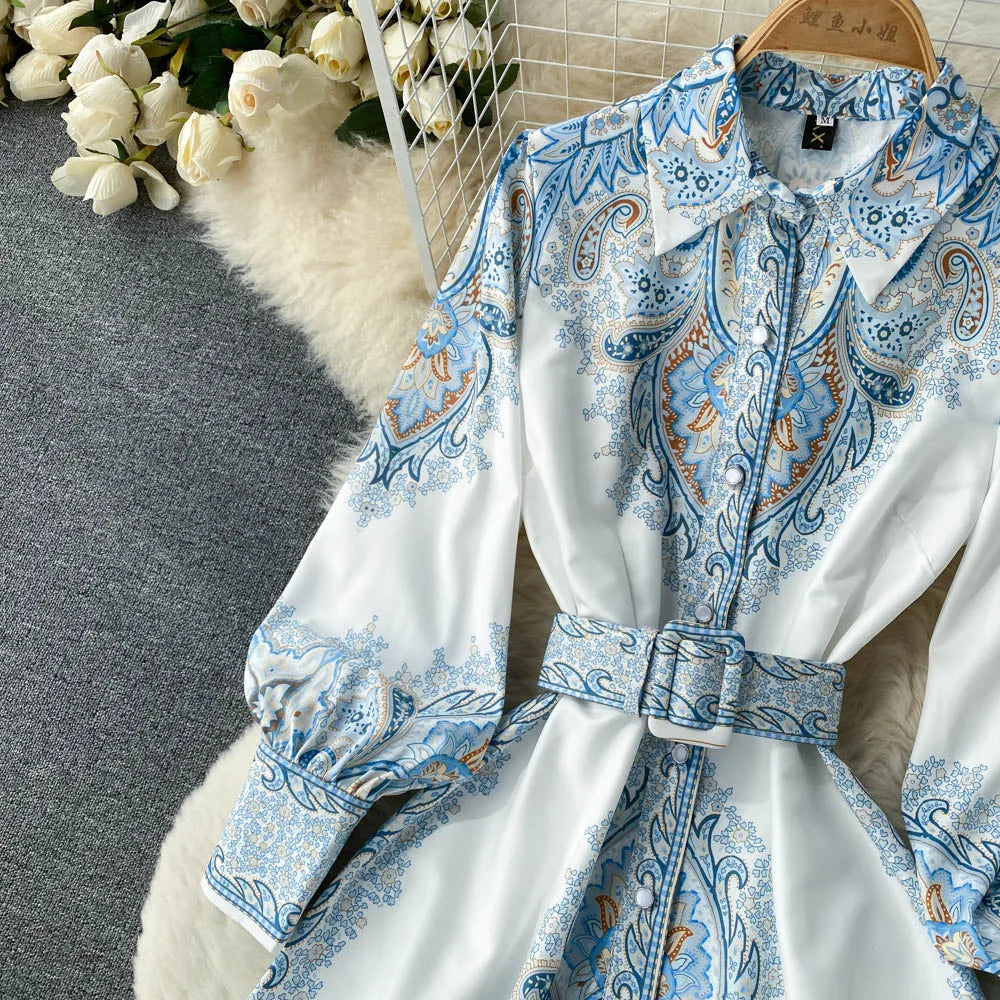 Sukienka Maxi z Rękawami Biskupa w Wzór Paisley