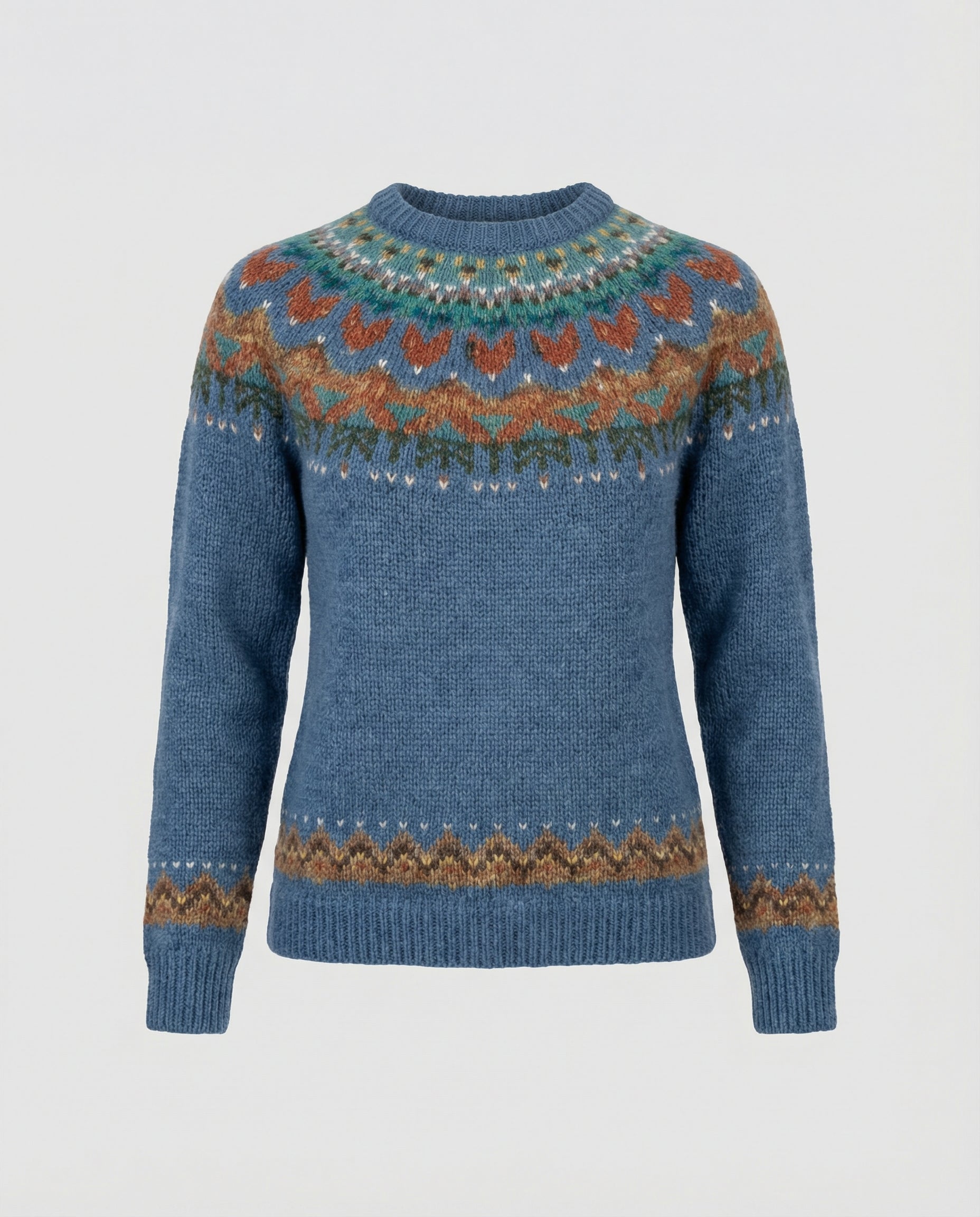 Sweter z Wzorem, Z Kapturkiem, Z Rękawami i Okrągłym Dekoltem