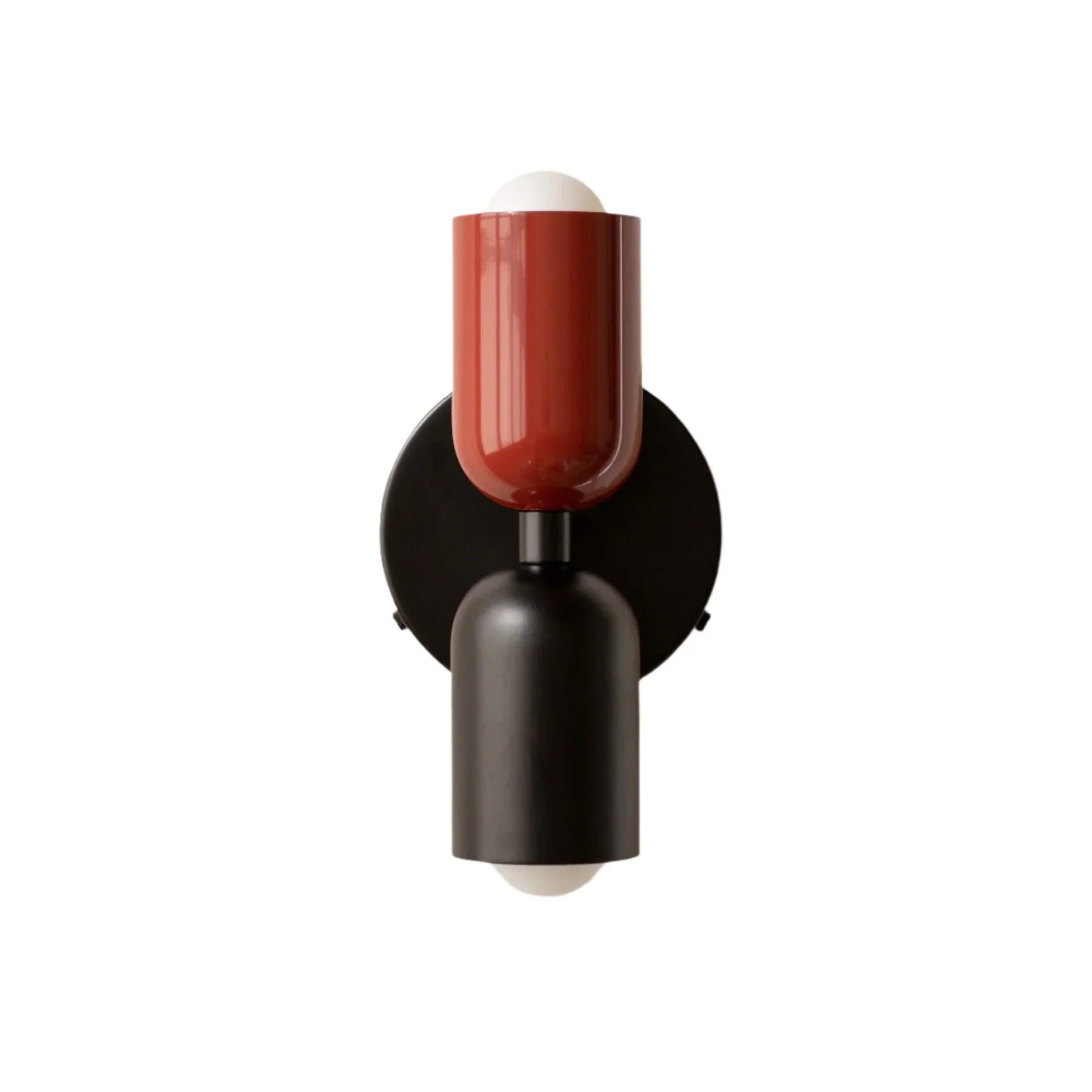 Metalowy kinkiet z dwoma cylindrycznymi kloszami