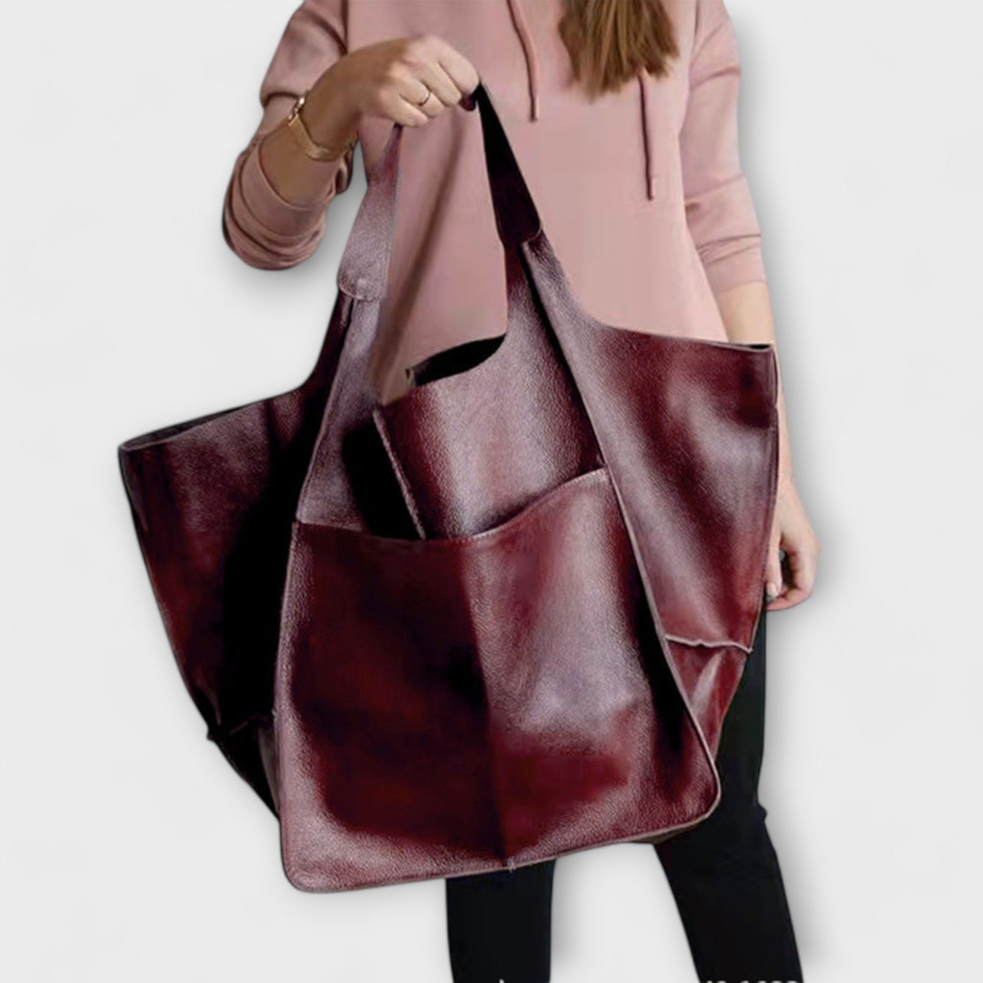 Torba z kieszeniami, luźna, oversize, strukturalna, zszywana, składana