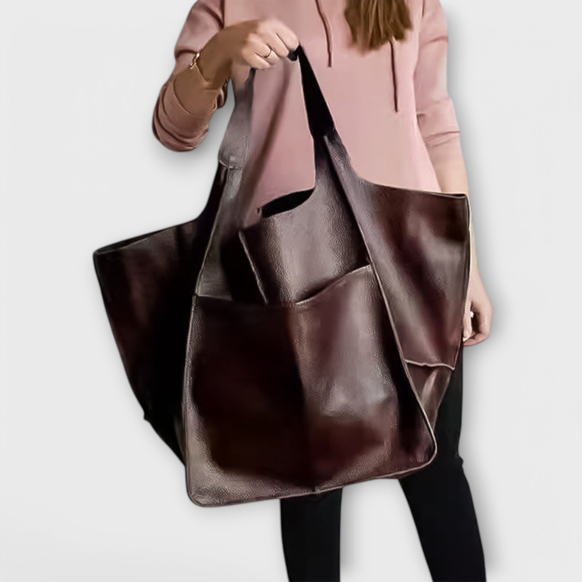 Torba z kieszeniami, luźna, oversize, strukturalna, zszywana, składana